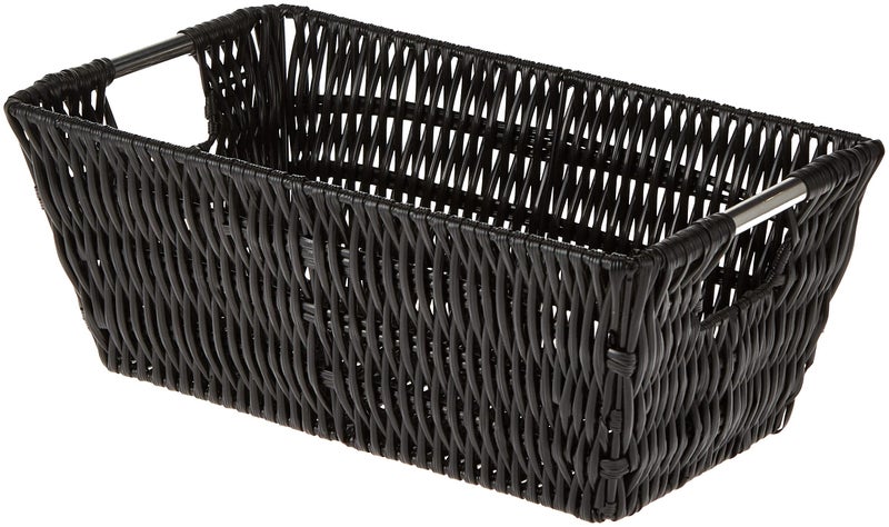 Whitmor 6500-2712-BLK Rattique Small Shelf Black Tote Basket - Image 1